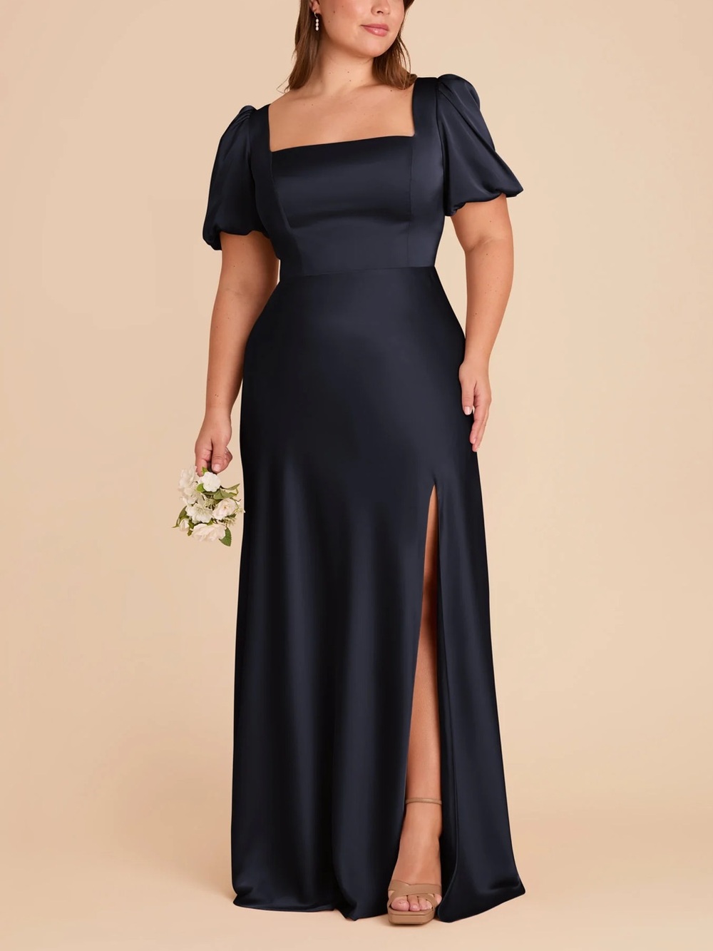 Birdy Grey Judy Matte Satin Dress Navy XXL Bridesmaid Wedding Guest Formal Gown